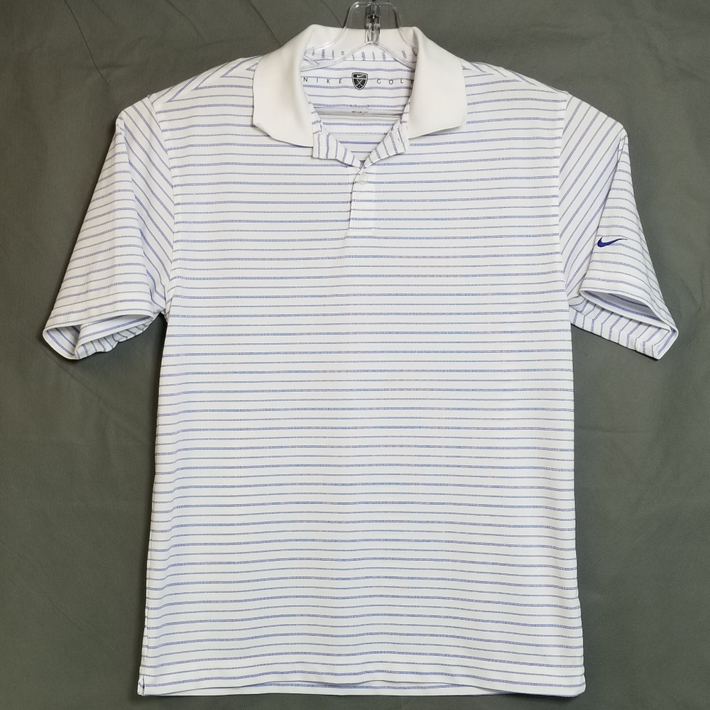 Nike Golf Men Size Small ? Striped White Short Sleeve Polo Golf Shirt